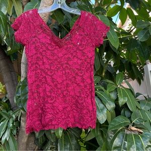 Vintage Y2K lace top with a sheer design and beaded detailing !